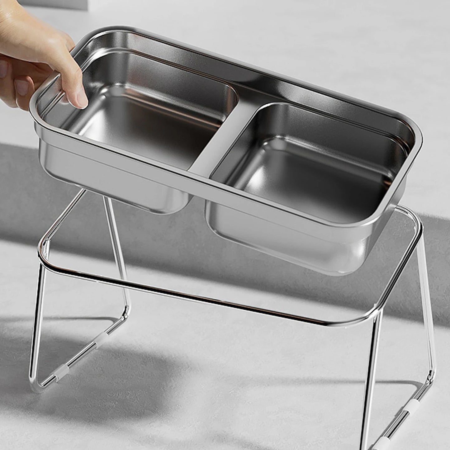 Elevated Cat Bowl Stainless Steel Raised Cat Water Bowl for Small Dogs Puppy